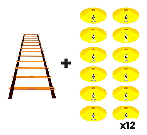 Kit Coordinación Y Agilidad Escalera 12 Pasos + 12 Platillos