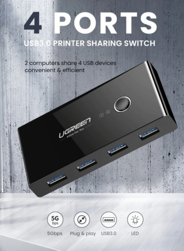 Ugreen Usb Kvm Switch Usb 3.0 2.0 2 Pcs Compartilhando 4 Dis