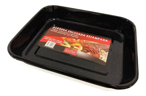 Asadera Fuente Enlozada Bandeja Horno 34x26cm Jovifel Color Negro