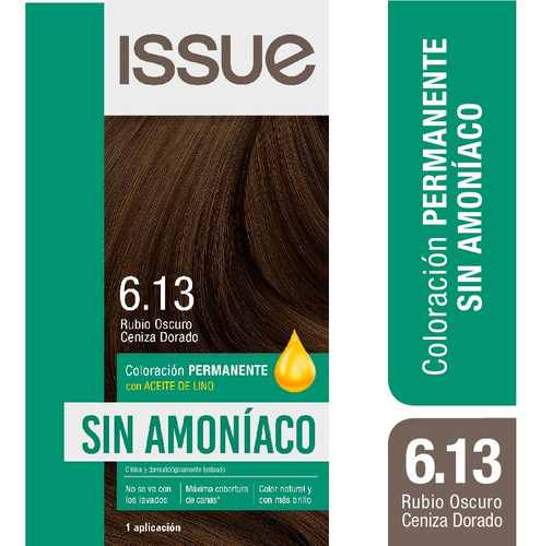  Issue Kit Tintura Sin Amoníaco Tono 6.13 Rubio oscuro ceniza dorado