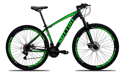 Mountain bike Sutton Gold 2022 aro 29 19" 24v freios de disco mecânico câmbios Index 3v y Sunrun 8v Index cor preto/verde