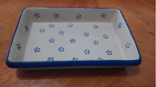 Fuente Bandeja Ceramica  Rectangular Decorada Flores