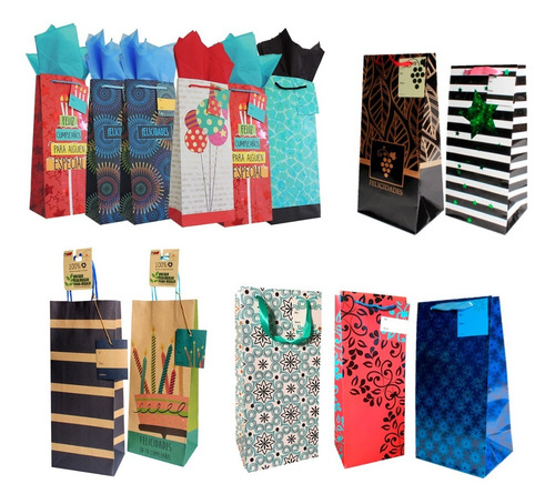 Kit Bolsa Regalo Botella Premium Varios Formatos Pack 30 Uds
