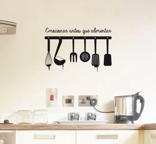 Vinilo Decorativo Pared Objetos De Cocina 60cmx100cm