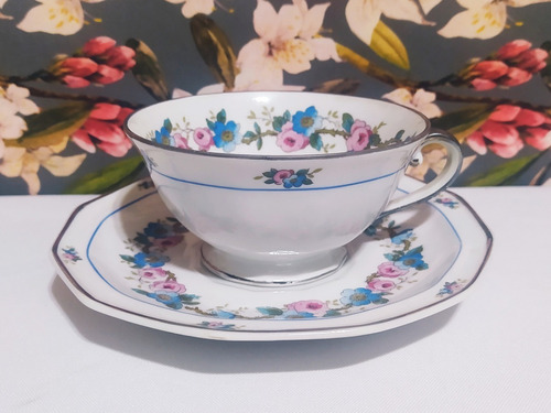 Taza Para Té De Porcelana Limoges Bernardaud Estilo Art Deco