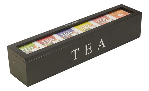 Caja De Almacenamiento De Té De Madera Con 6 Compartimentos