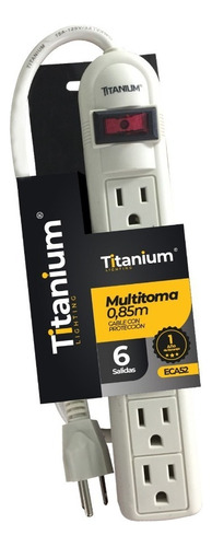 Multitoma Regleta Eléctrica 6 Salidas Extensión 0.85 Metros Titanium Blanco