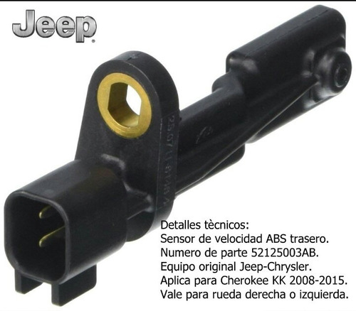 Sensor De Freno Trasero Abs 52125003ab Jeep Cherokee Kk