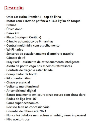Chevrolet Onix 1.0 Premier Ii Turbo Aut. 5p