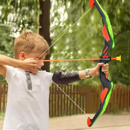 Set De Tiro Con Arco Infantil Con Luces + 10 Flechas + Diana