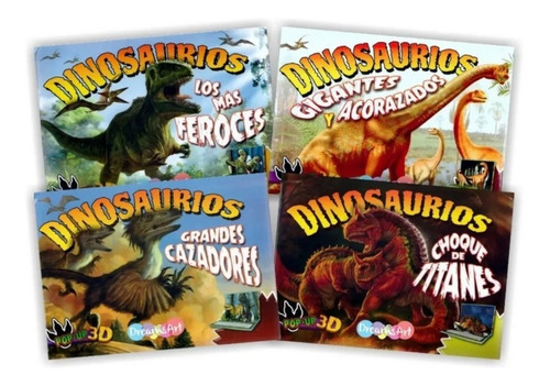 Set 4 Libros Interactivos Dinosaurios Pop Up 3d Pasta Dura
