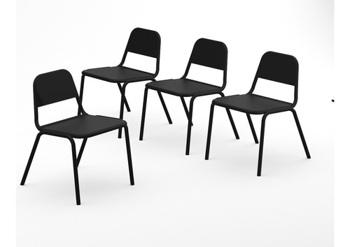 Set De 4 Sillas De Comedor Métalicas Nuuk Concept  S/brazos Estructura de la silla Negro