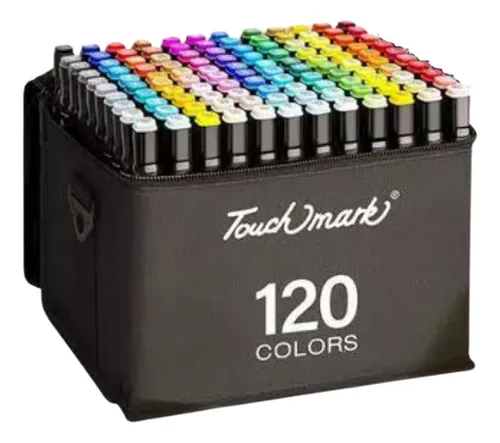 Canetas Permanentes 120 Cores Vibrantes Ponta Dupla C/ Bolsa