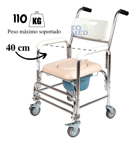 Silla Comodo Ducha Aumento Para Wc Baño 3 En 1 Aluminio Lujo
