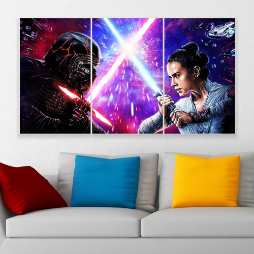 Cuadro Triptico Star Wars El Despertar 72cm X 40cm Canvas