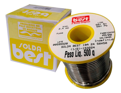 Solda Em Fio Best 10a 24 50x50 2.40 Mm Amarela Rolo 500g