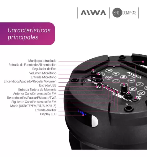 Torre de Sonido con Micrófono Aiwa AW-T600D