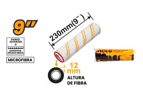 Ingco Funda Para Rodillo 9  Micro Fibra 12mm #hrc3323012