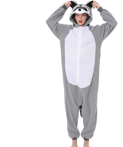 Pijama De Forro Polar Con Diseño De Mapache Para Mujer, Kigu