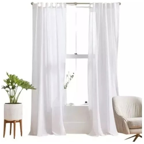 Juego Cortinas Voile 2 Paños 150 X 150 C/u Lista Para Colgar