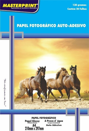 Papel Fotog. Inkjet A4 Glossy Adesivo 130g Premium Pct C/ 20