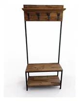 Comprar Perchero Recibidor Hierro Y Madera Industrial Zapatero