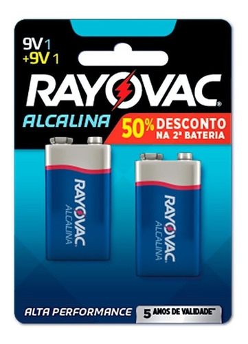 Imagem 3 de 3 de Bateria Alcalina Rayovac 9v Com 2 Unidades