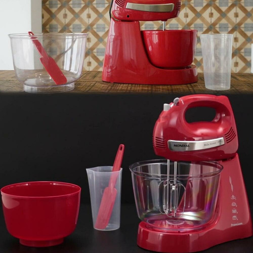 Batidora de pie Mondial Premium Bella Massa Inox 500W B-29-NP roja 60 Hz 220 V