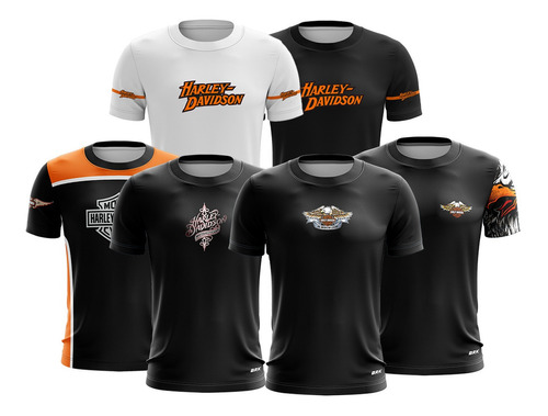 Kit 6 Camisas Camisetas Harley Davidson Casuais Brk Uv50+