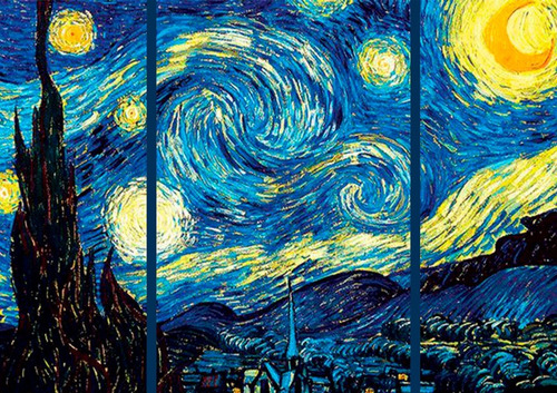 Cuadro Noche Estrellada Vangogh En 3 Piezas 