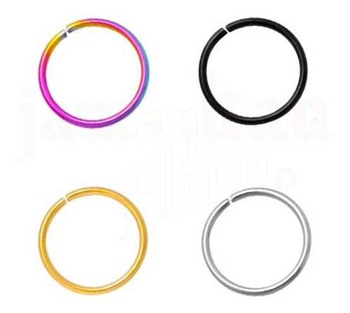 Imagen 3 de 8 de Piercing Ring Nariz Oreja Cartilago 4 Plugs Acero 12mm