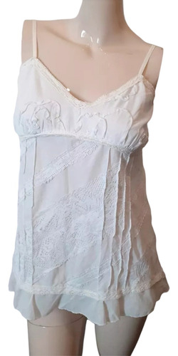 Blusa M Blanca Con Festones Divina