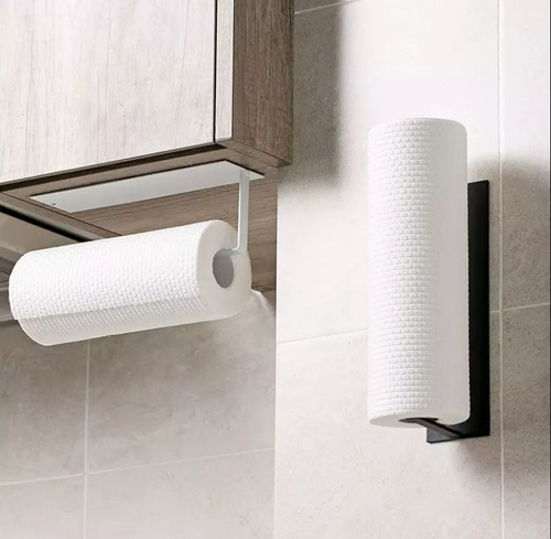 Imagen 3 de 9 de Soporte Porta Rollo Cocina Servilleta Gancho Estante Adhesiv