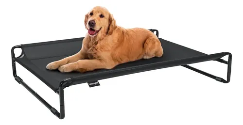 Cama Suspensa Grande Cachorros Looxopet Textilene Preto 110x77x21...