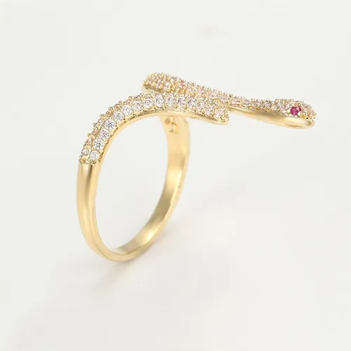 Anillo Serpiente Dorada Cristales Swarovski Oro Lamin 14k Meses