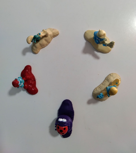 Muñecos Pitufos Con Base X 5 - Coleccion 2017 !!! (Usado)