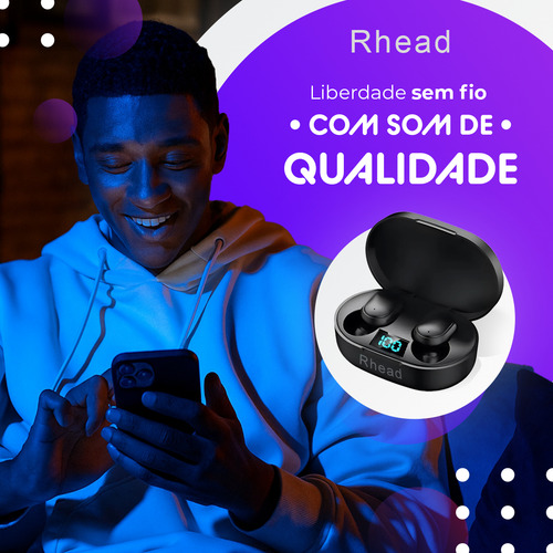 Fone De Ouvido Bluetooth Sem Fio Tws Bateria De Longa Duraçã Preto