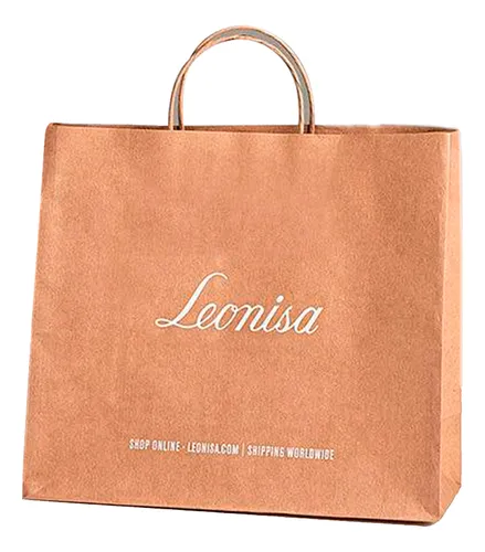 Bolsa Regalo Papel Kraft Leonisa Con Tarjeta 30x29x14
