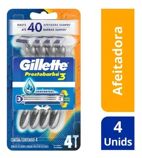 Máquinas Desechables Gillette Prestobarba3 Gel 4 Unidades