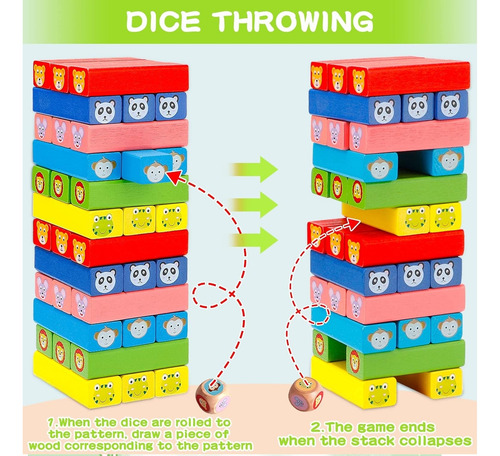 Juego Mesa Beech Torre Bloques Animales Apilable 51 Pcs -339
