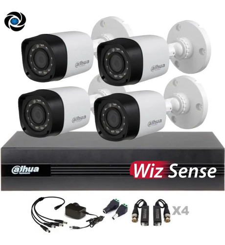 Imagen 3 de 10 de Kit Seguridad Dahua Cctv Dvr 4ch + 4 Camara Infrar + Balun