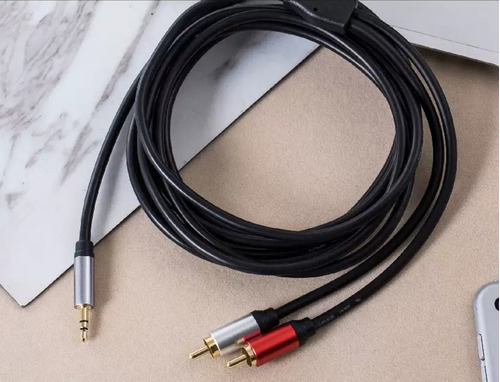 Cable Auxiliar Plug 3.5 Mm A 2 Rca Para Sonido De 1.8 Mt. 