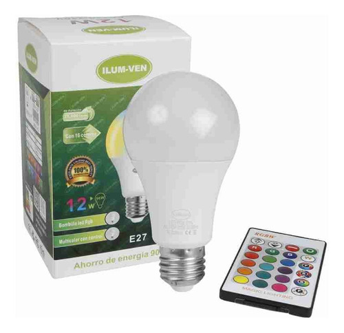 Bombillo Led Multicolor 16 Colores E27 Con Control Ilum Ven