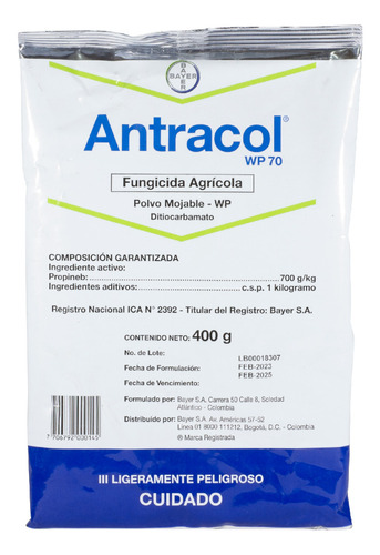 Antracol Fungicida Propineb X 400 Gr Uso Agricola Bayer 
