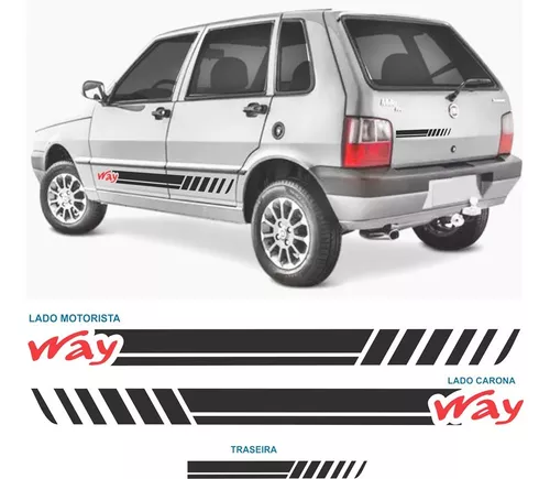 Faixa Lateral E Traseira Fiat Uno Mille Fire Way Economy Kit