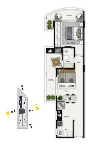 Imagem 1 de 3 de Apartamento, 1 Dorms Com 53.96 M² - Guilhermina - Praia Grande - Ref.: Tor2 - Tor2