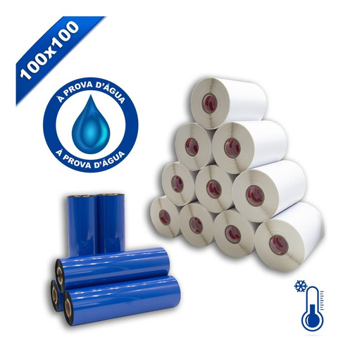 Kit 10 Rls Etiqueta 10x10 100x100 Bopp Fosco +5 Ribbon Misto