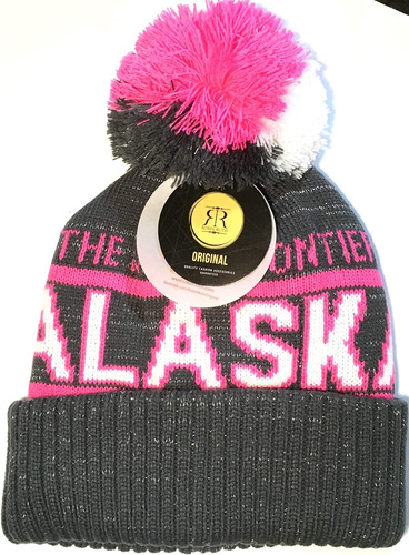 Robin Ruth Alaska Beanie Hat Heavy Quality Hot Pink Grey Met