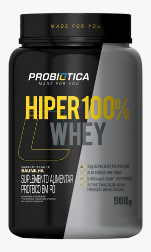 Hiper 100% Whey (900g) - Probiótica Sabor Baunilha
