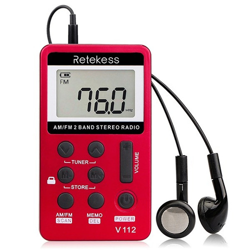 Rádio De Bolso Digital Retekess V-112 Am/fm Vermelho